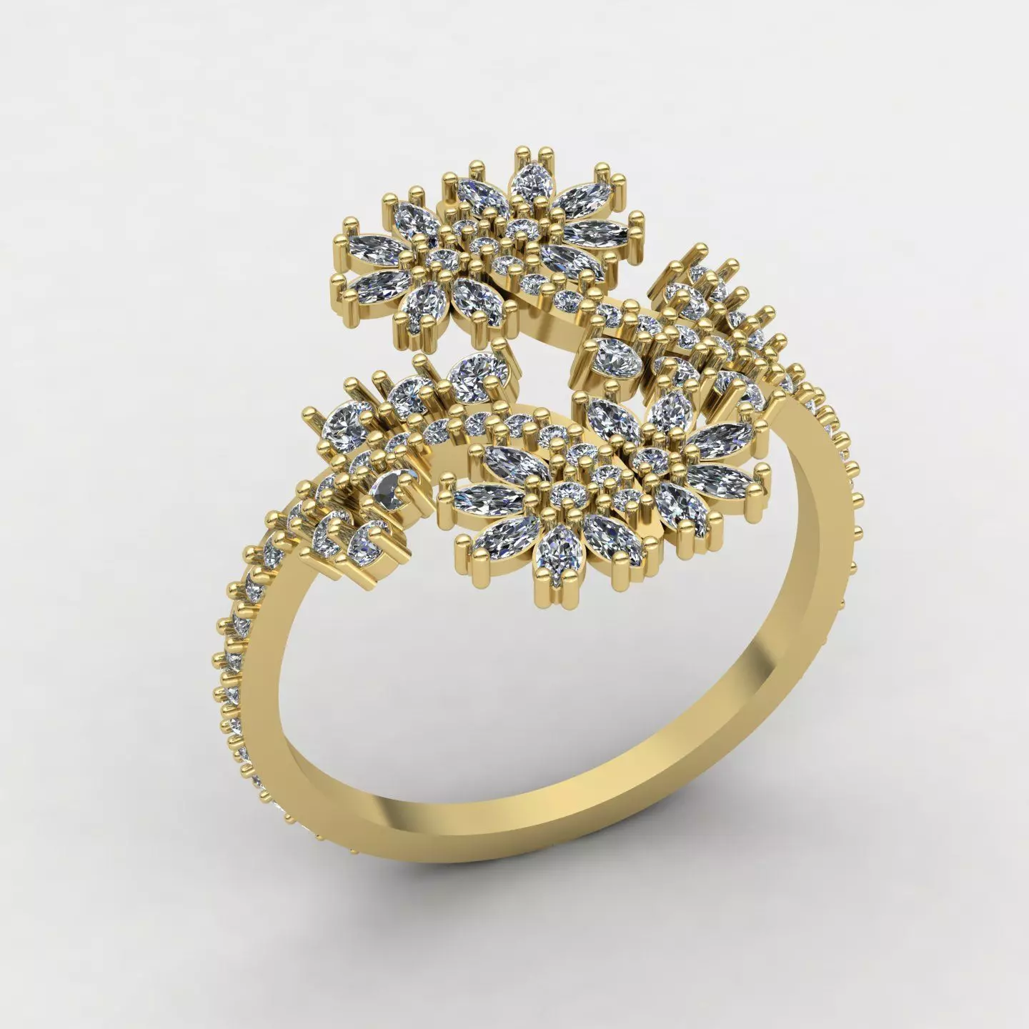 Luna Flow Diamond Ring 3D print model