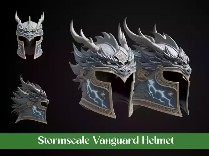 Stylized Celestial Empire Helmet - Stormscale Vanguard