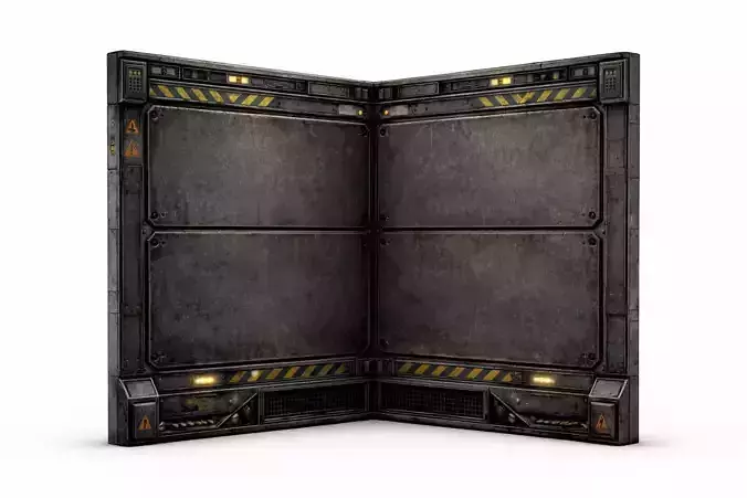 Sci-Fi Industrial Corner Wall Panel - PBR Low Poly Game Ready