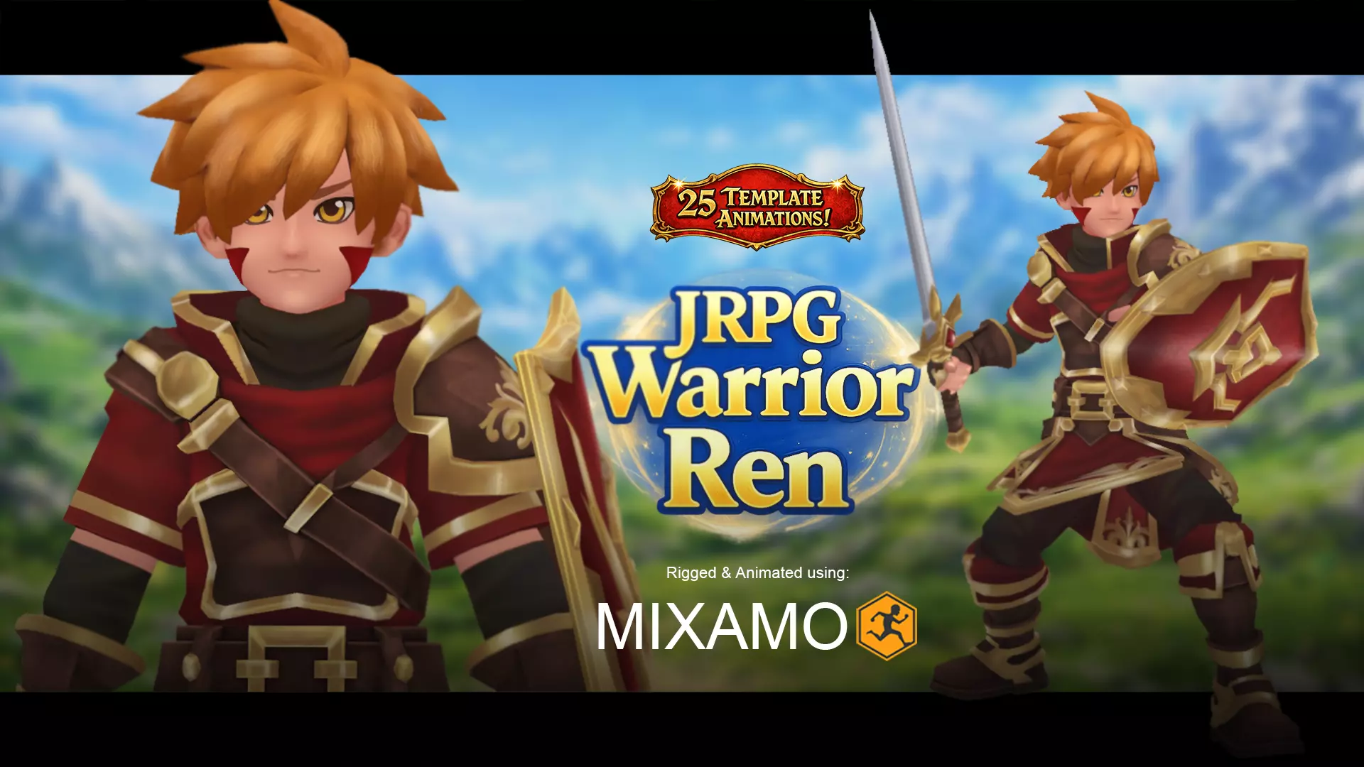 Low poly Stylized Male JRPG Warrior - Ren Low-poly 3D model