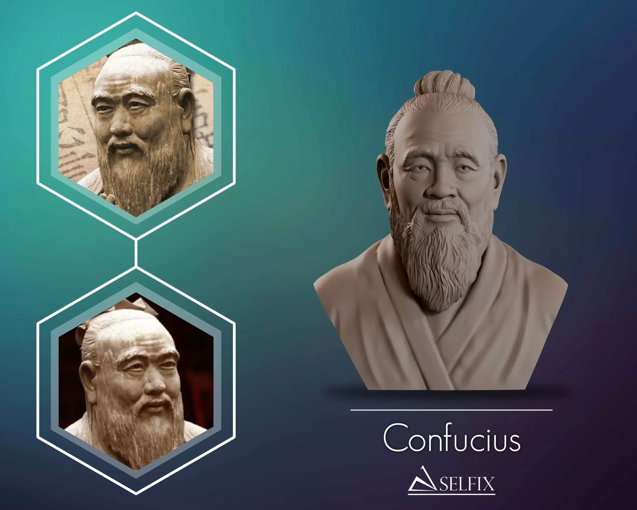 Confucius Bust Sculpture 3D print model