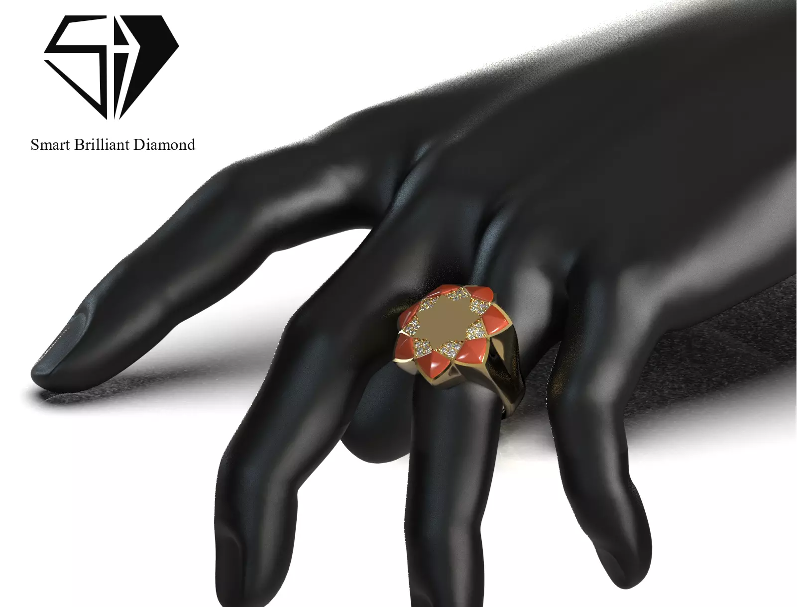 Geometric Star Gold Ring 3D Print Ready Jewelry jr00379 3D print model