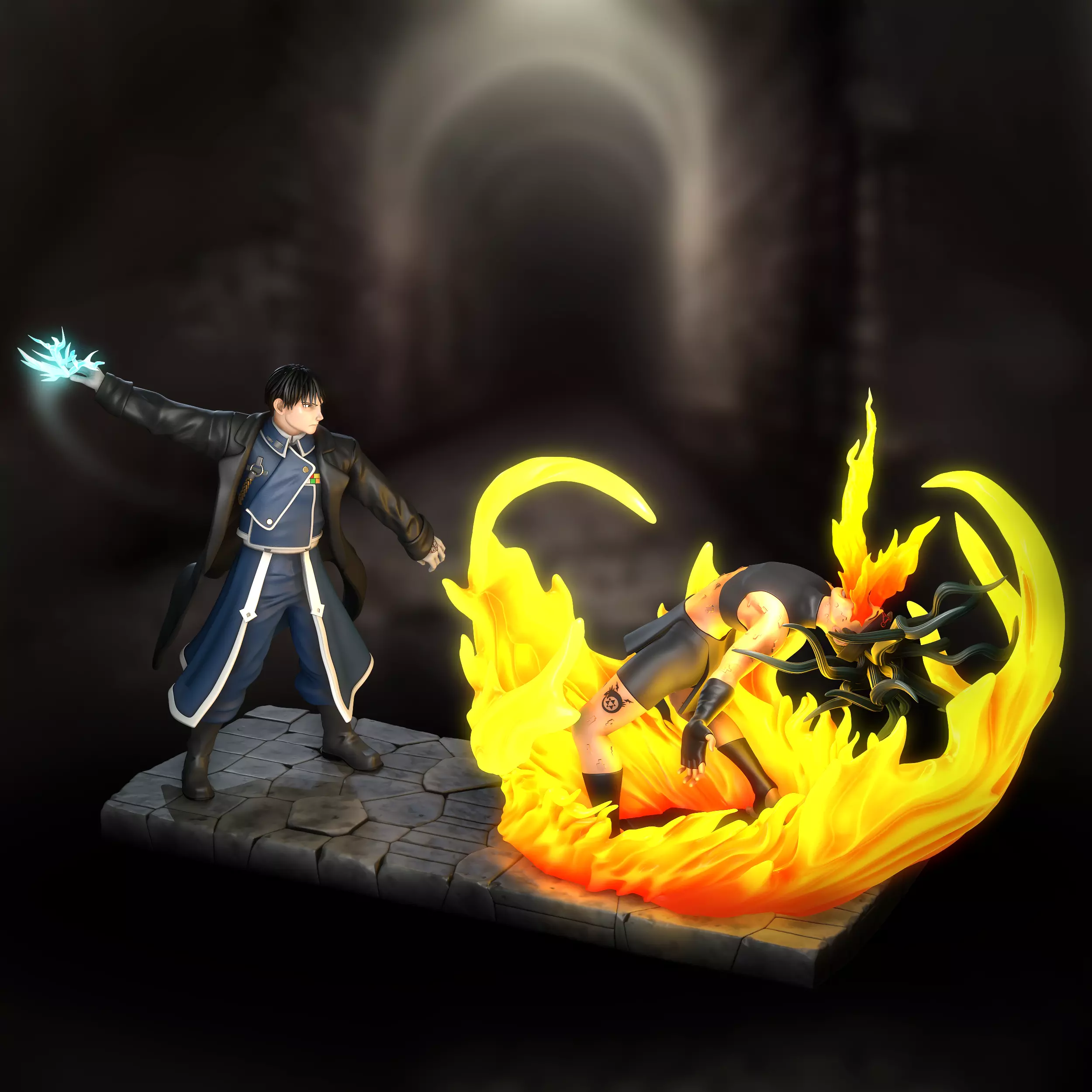 Roy Mustang vs Envy Fullmetal Alchemist Fight 3D print model