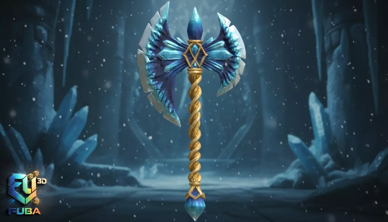 Frozen Elemental Waraxe - Stylized Fantasy Weapon SM-15 Low-poly 3D model