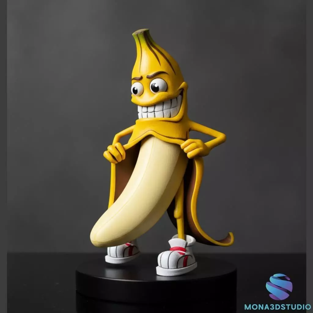 Flashing Banana - Funny 3D Miniature STL - Pre-supported 3D print model