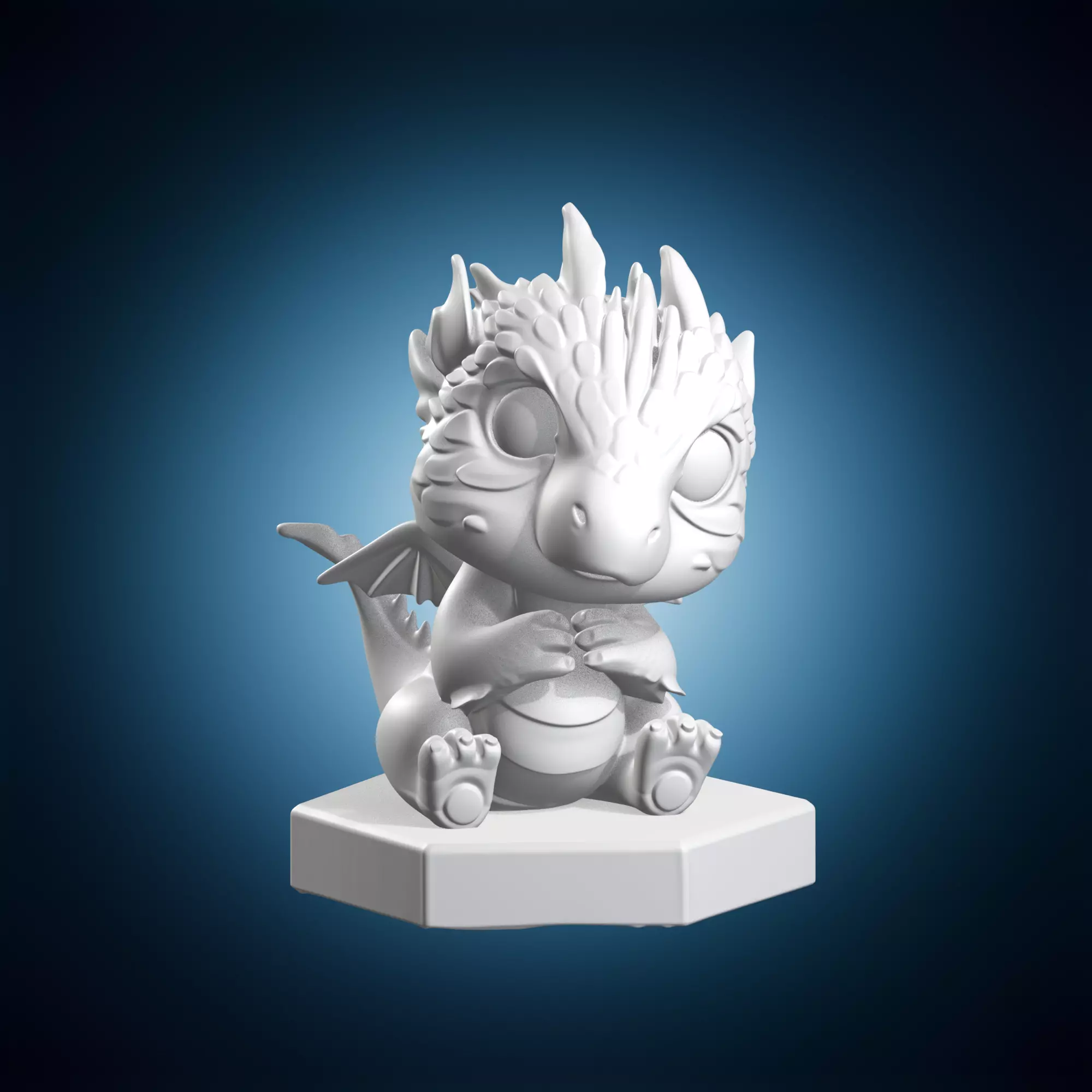 Cute Baby Dragon Sitting Statue 3D print model