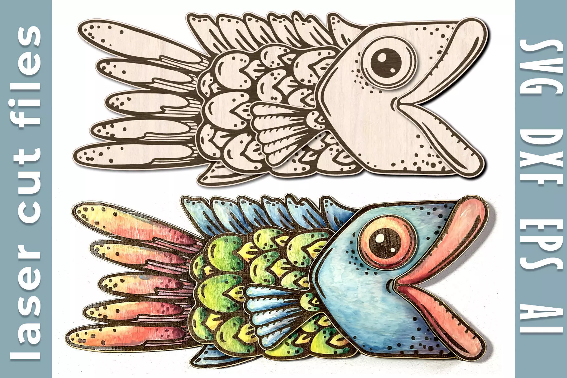 Layered Fish for Laser Cut Wooden Wall Decor Ocean Art Template 3D model