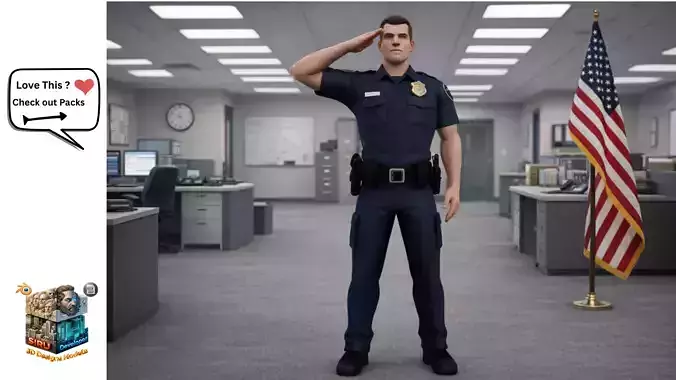 Realistic Security Guard  Police Officer NPC Rigged Game Ready 