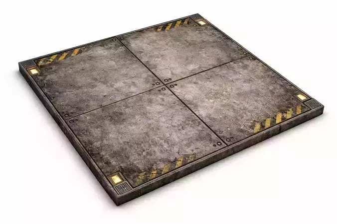 Sci-Fi Industrial Floor Panel Tile - PBR Low Poly Game Ready