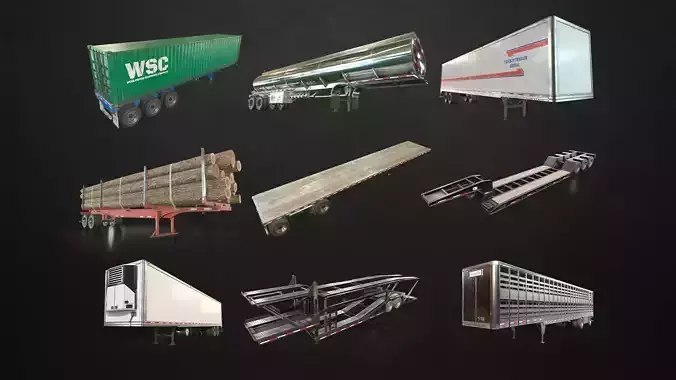 Semi Trailer Pack Low-poly 3D model