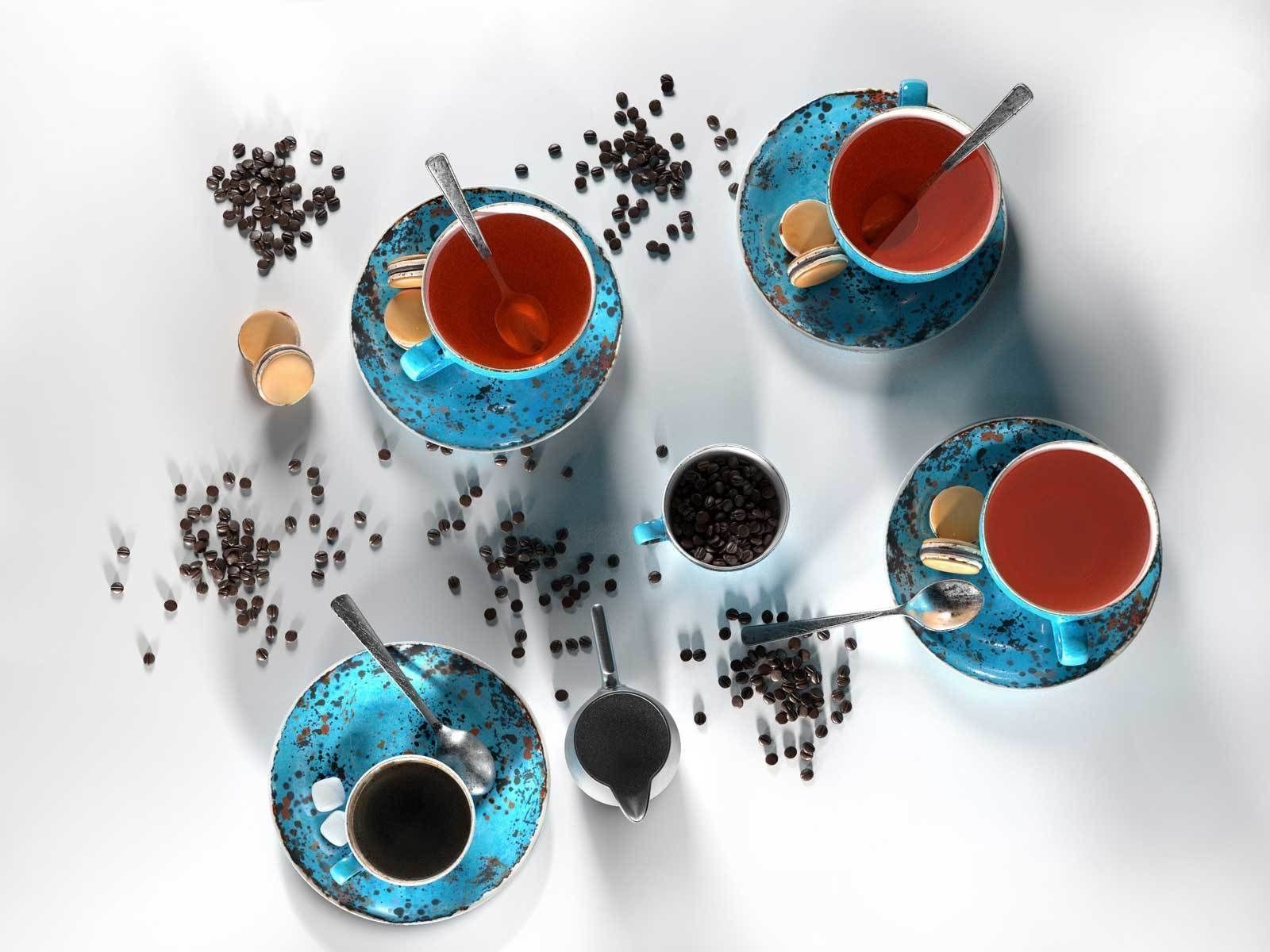 Tea Set with Chocolate Macarons 3D model_1