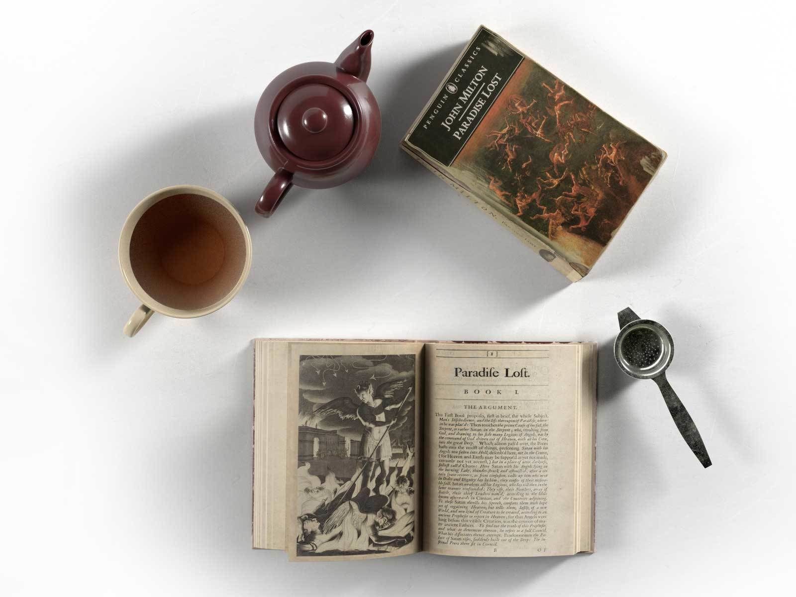 Tea Set with Books 3D model_1