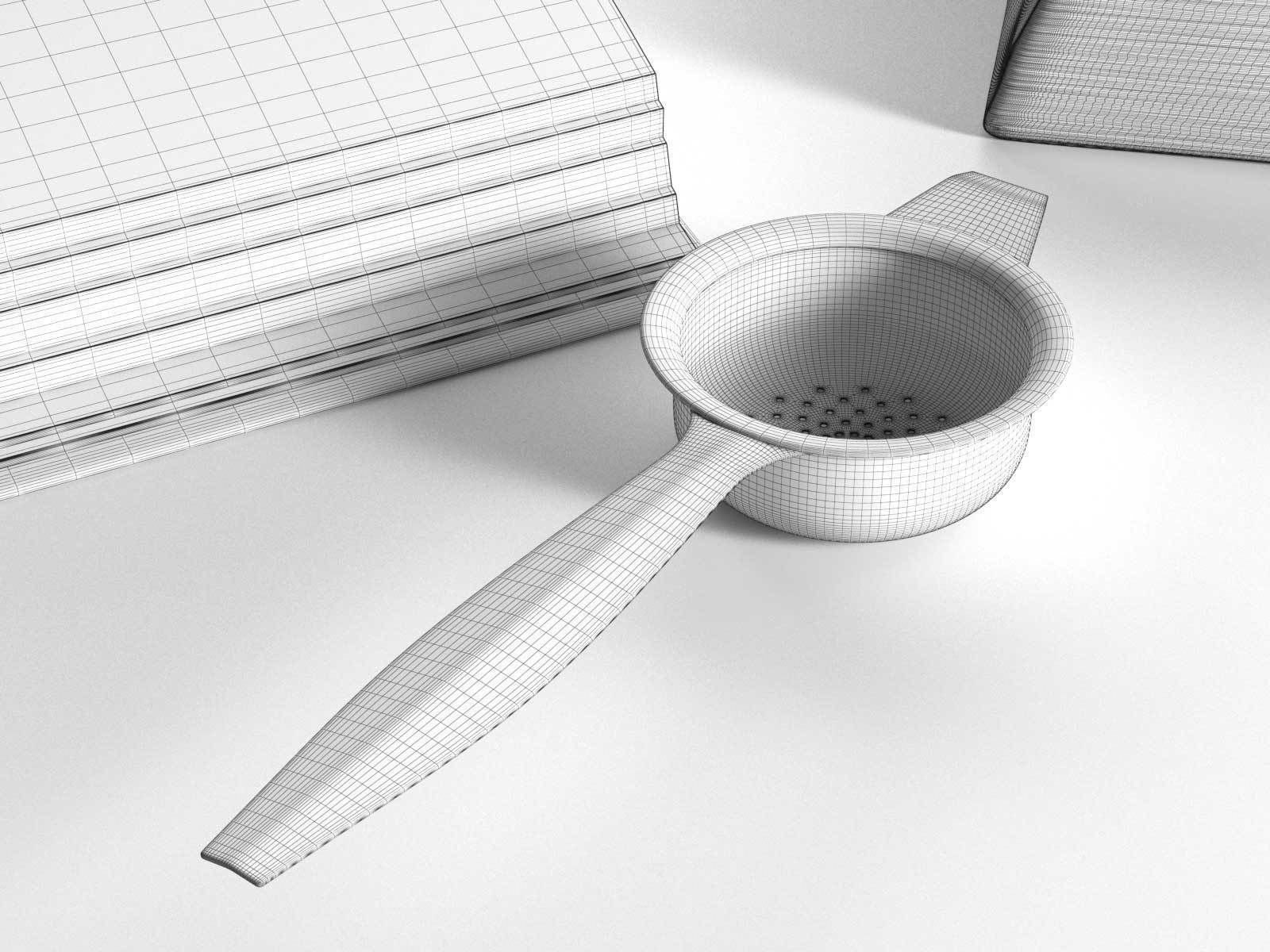 Tea Set with Books 3D model_4