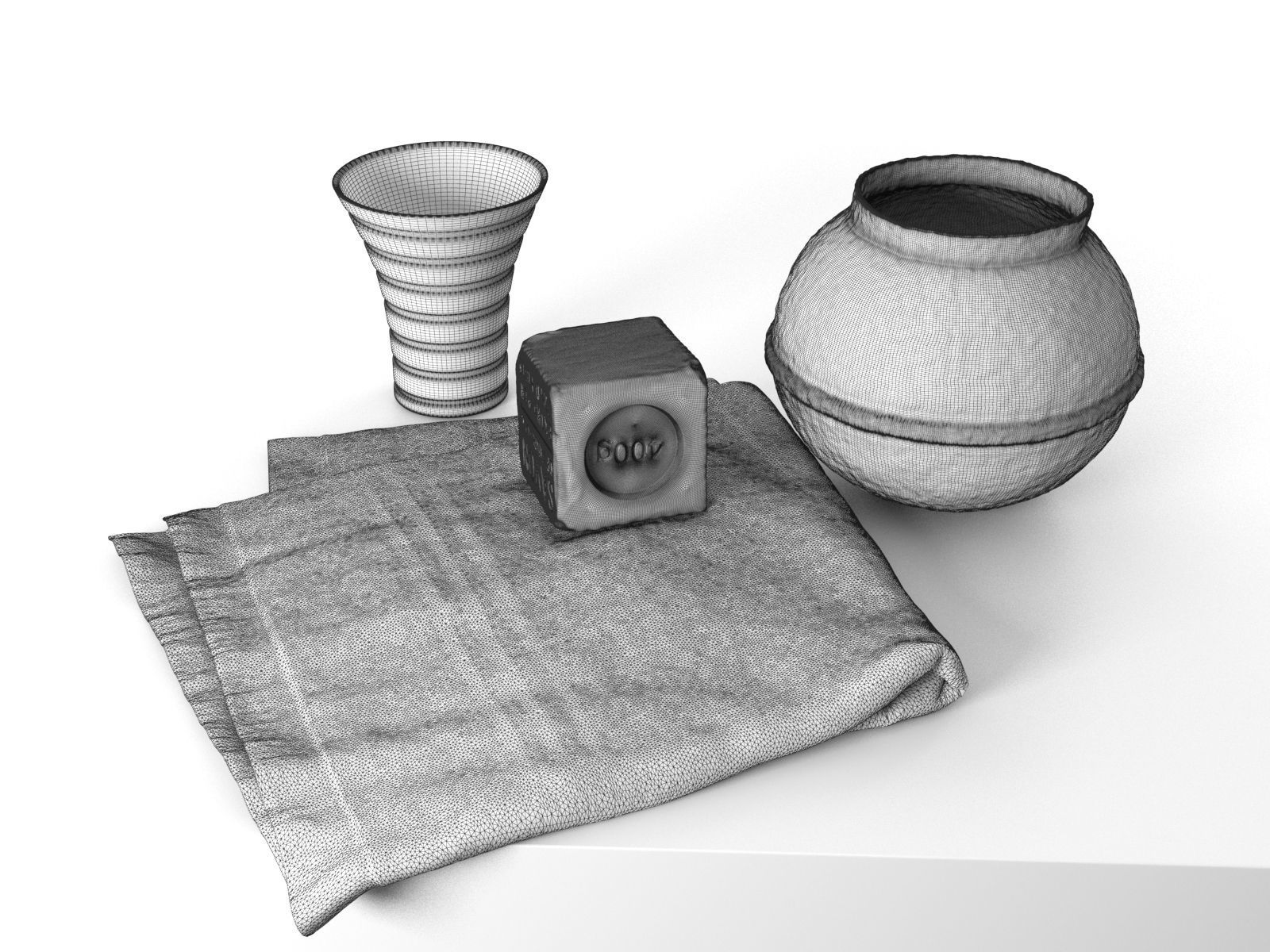 Soap on Towel with Vases 3D model_4