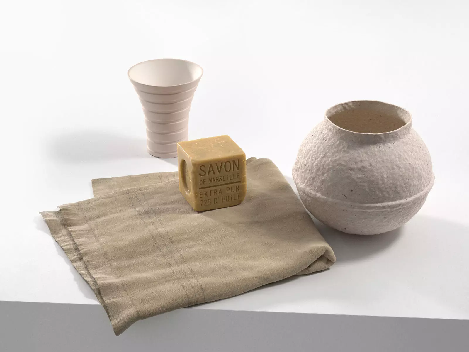 Soap on Towel with Vases 3D model_0