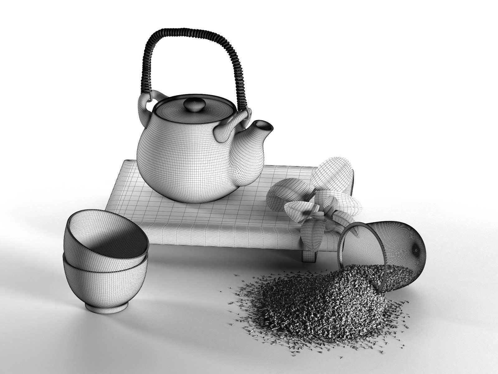 Rustic Tea Set 3D model_4