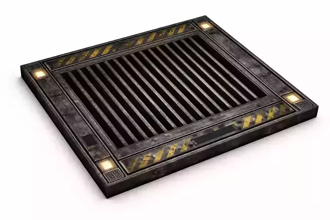 Sci-Fi Industrial Floor Grate - PBR Low Poly Game Ready