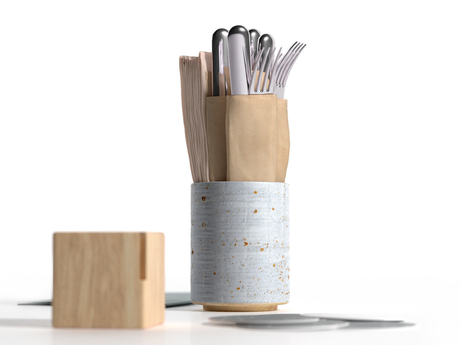 Plain Costers Menu and Cutlery Set 3D model_1