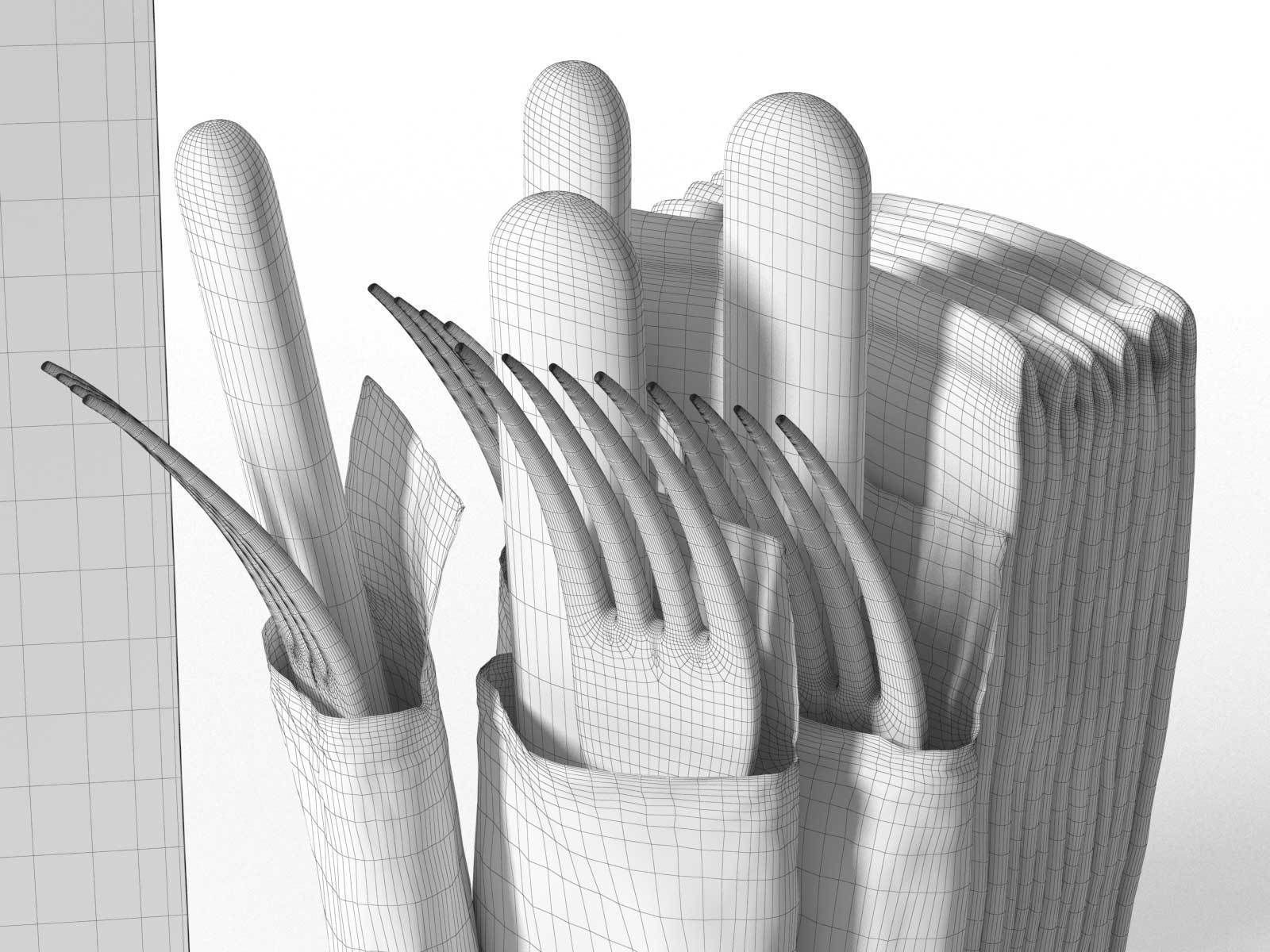 Plain Costers Menu and Cutlery Set 3D model_4