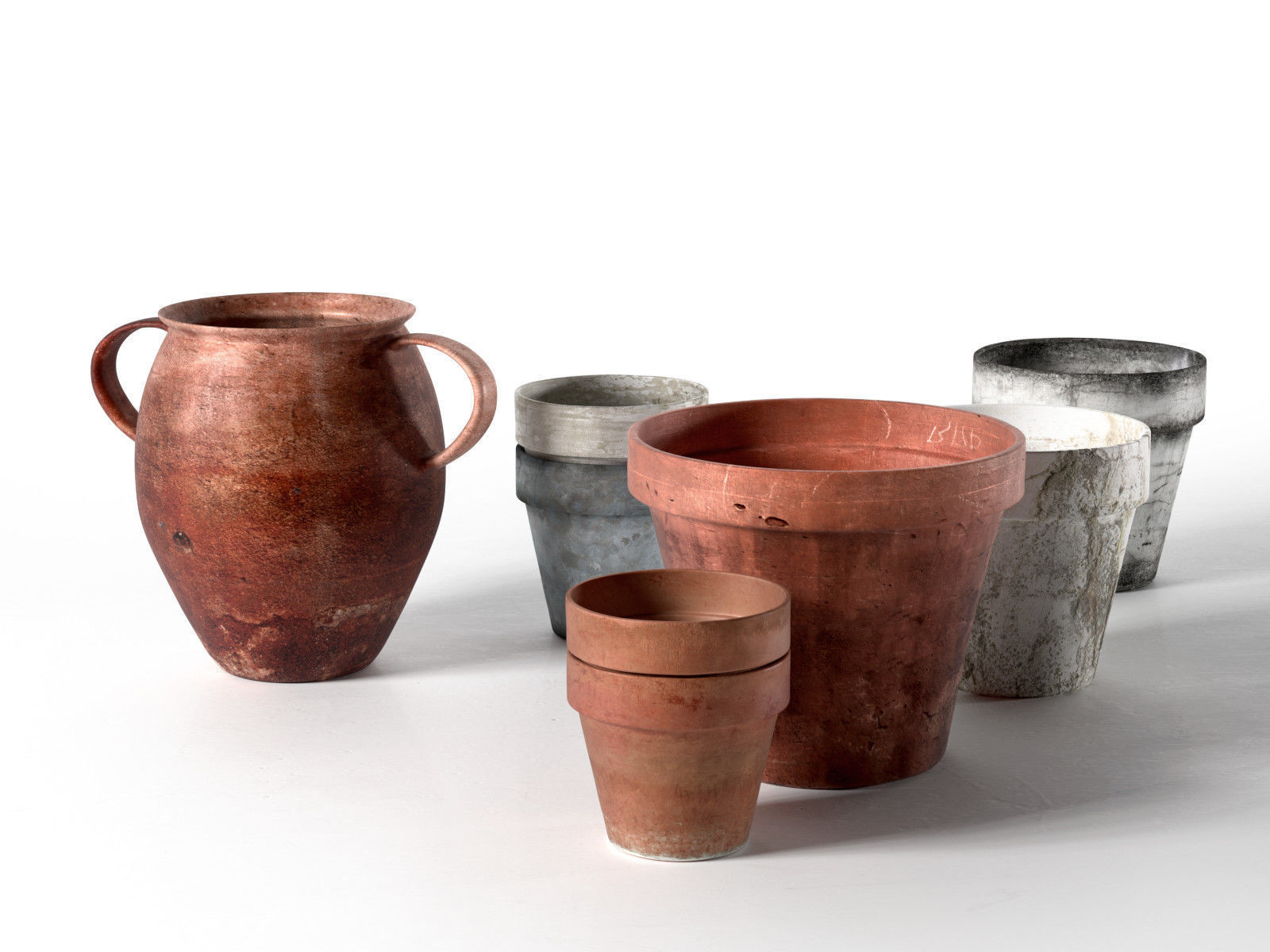 Old Pots Set 3D model_1