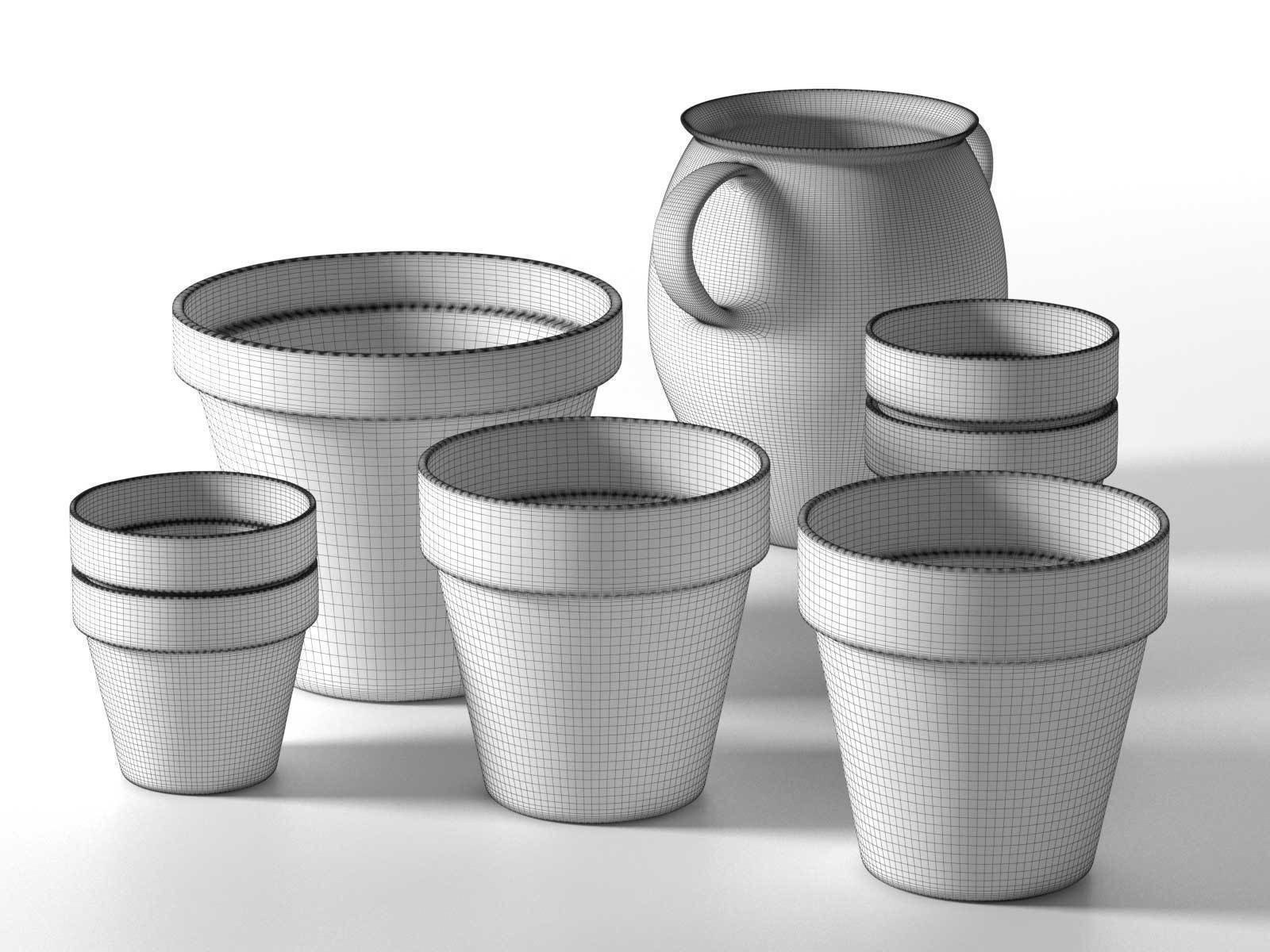 Old Pots Set 3D model_4