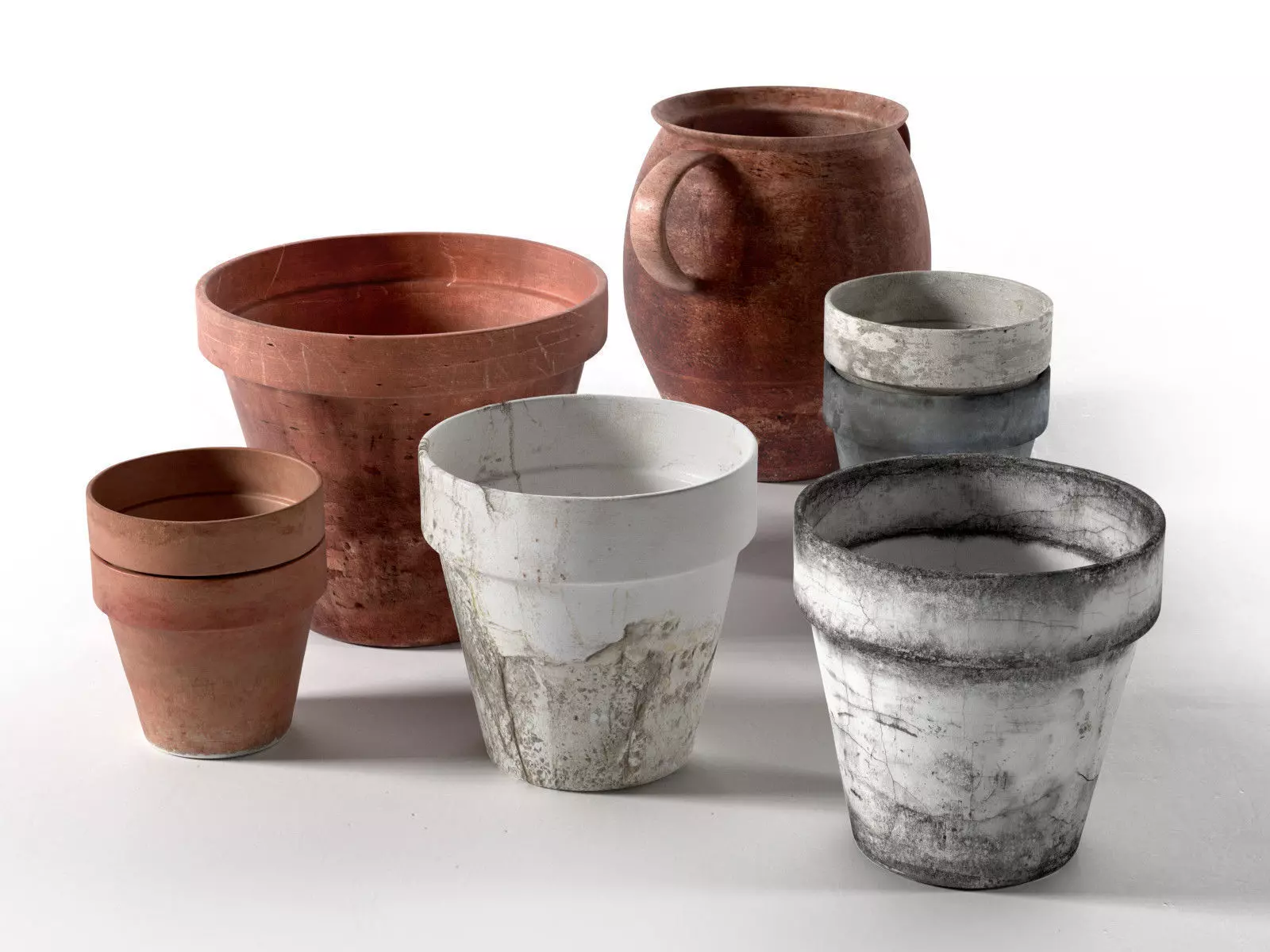 Old Pots Set 3D model_0