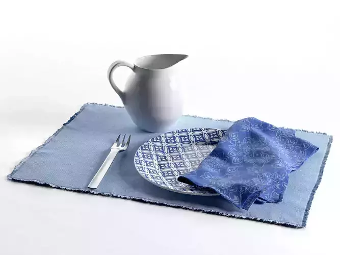 Napkins Fork Pitcher and Plate
