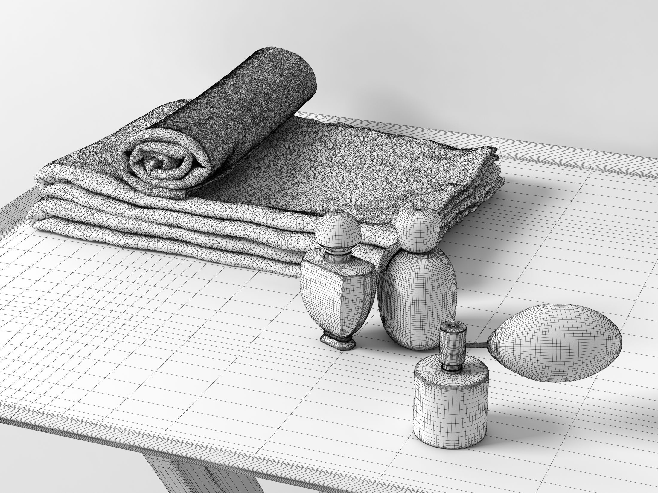 Nabhi Washstands with Mirrors Perfumes and Towels 3D model_5