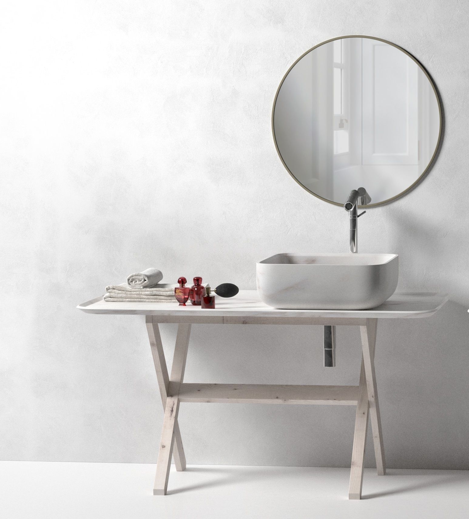 Nabhi Washstands with Mirrors Perfumes and Towels 3D model_1