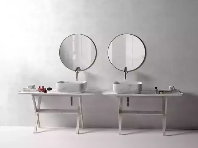 Nabhi Washstands with Mirrors Perfumes and Towels