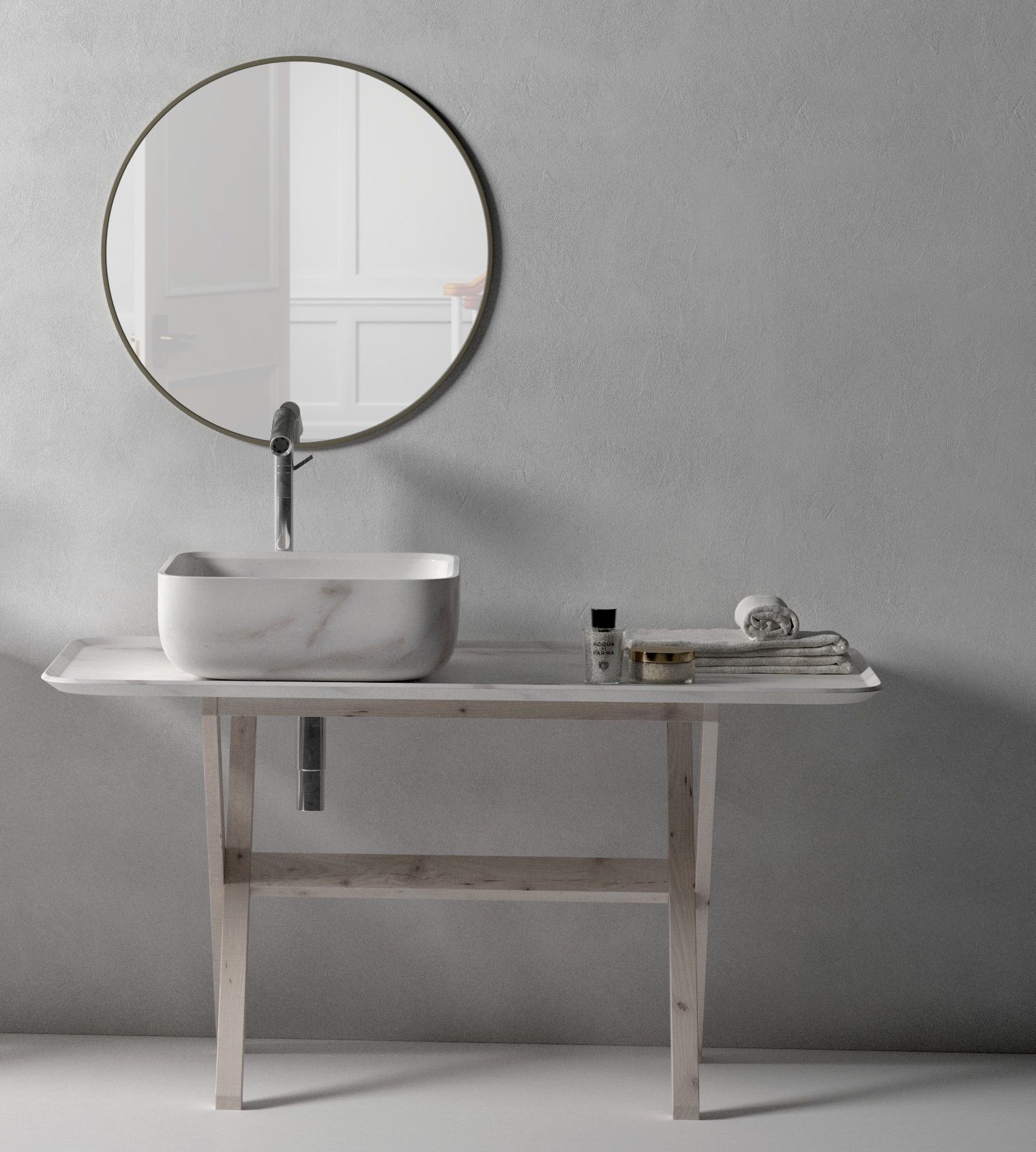 Nabhi Washstands with Mirrors Perfumes and Towels 3D model_2