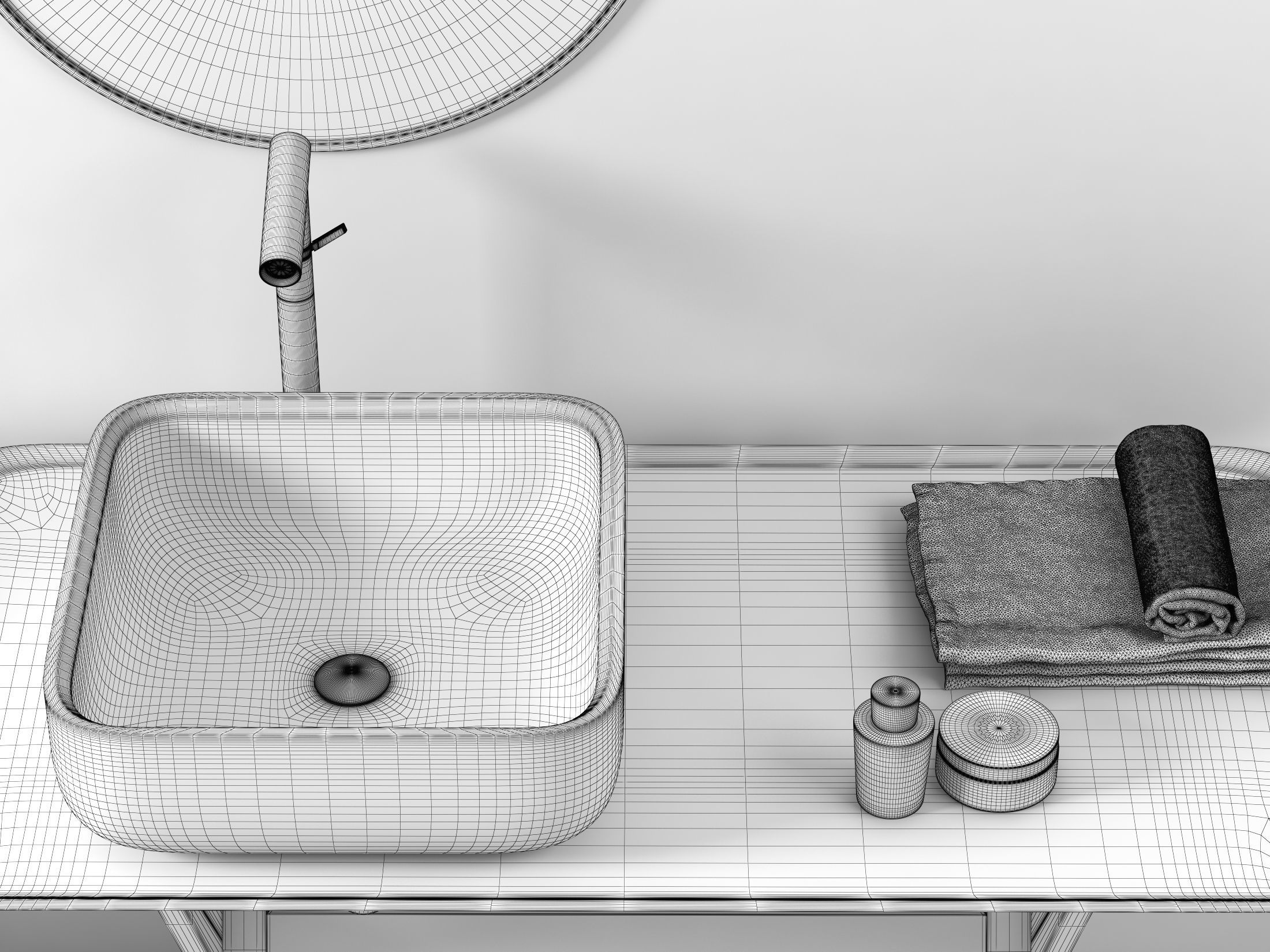 Nabhi Washstands with Mirrors Perfumes and Towels 3D model_4