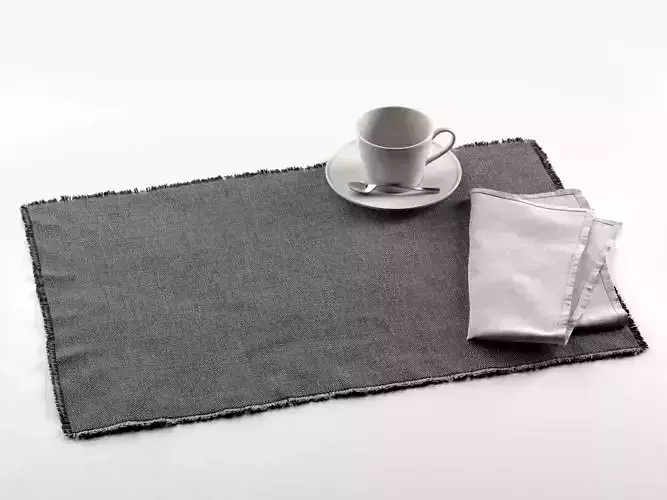 Maya Placemat with Napkin and Tea Cup 3D model