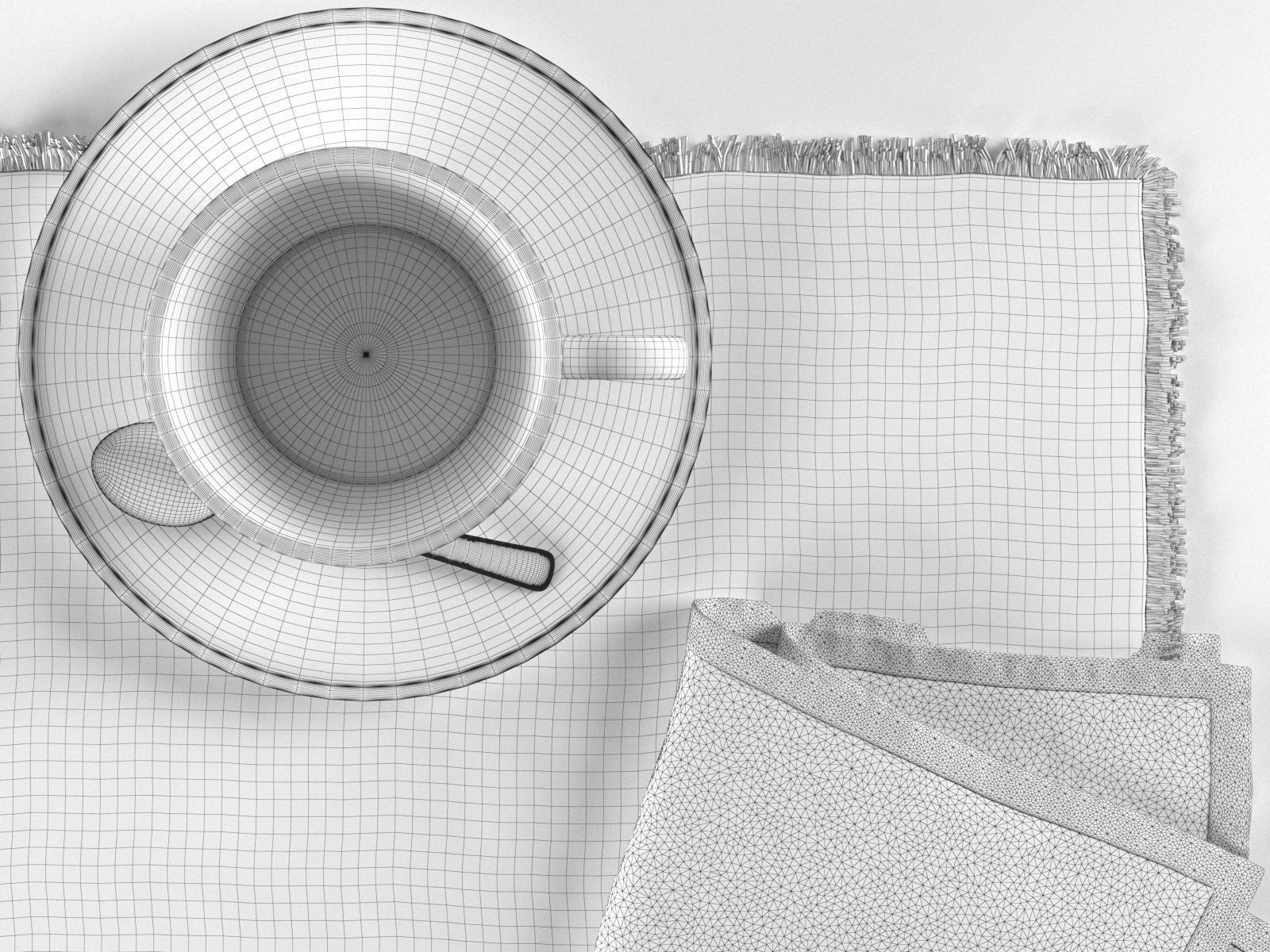 Maya Placemat with Napkin and Tea Cup 3D model_3