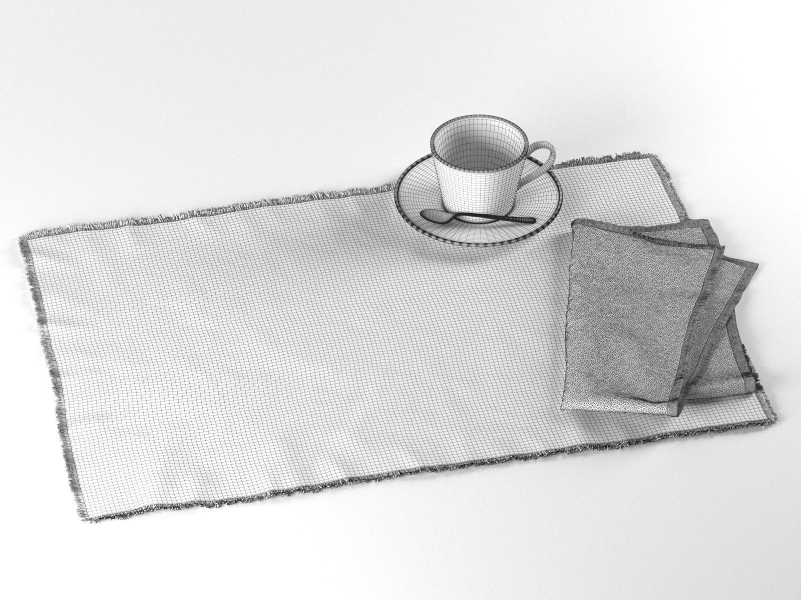 Maya Placemat with Napkin and Tea Cup 3D model_4