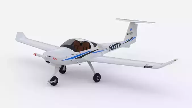 Aircraft Diamond DA20 3D model animated rigged | CGTrader