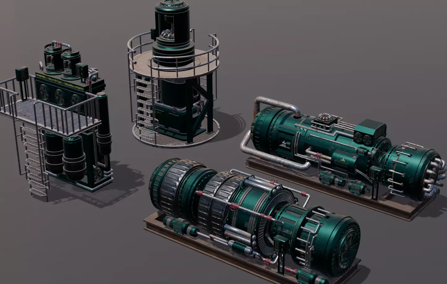 Machinery Devices pack Low-poly 3D model