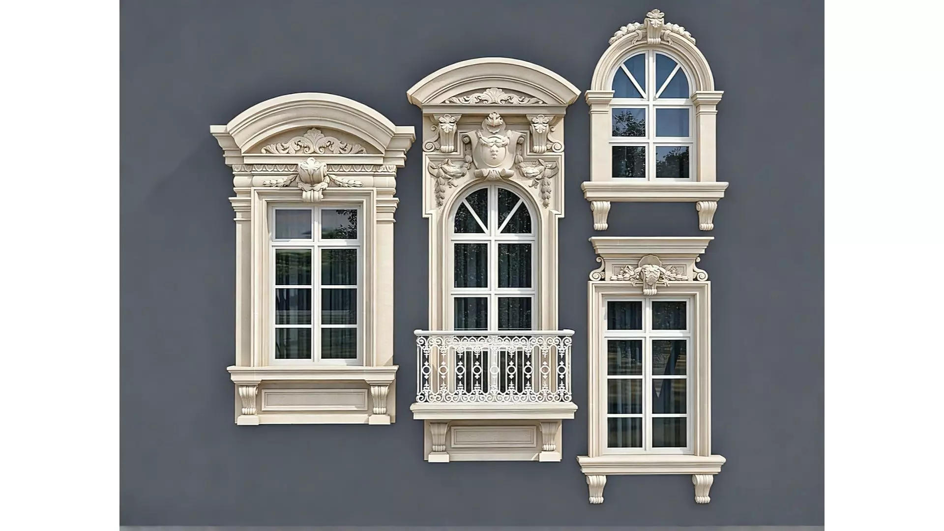 European-style window casing 3D model