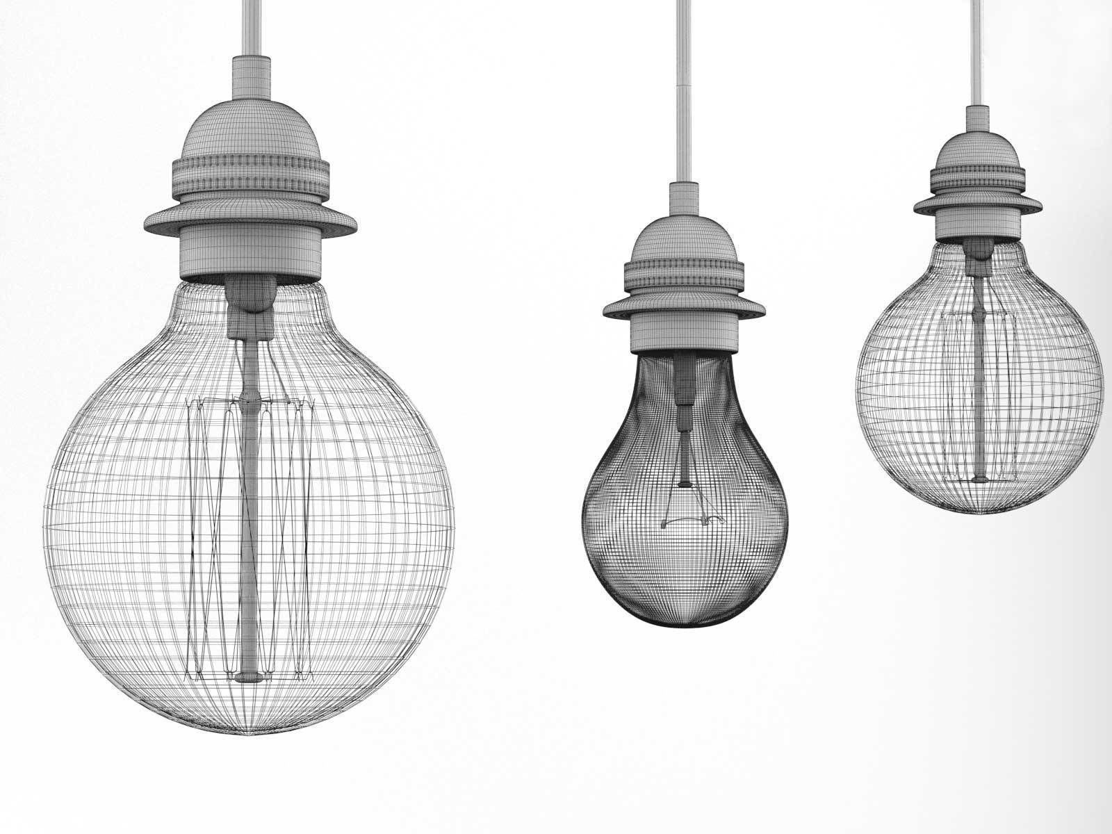 Industrial Hanging Light Bulbs 3D model_3