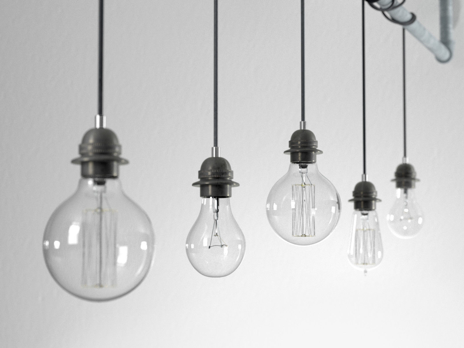 Industrial Hanging Light Bulbs 3D model_1