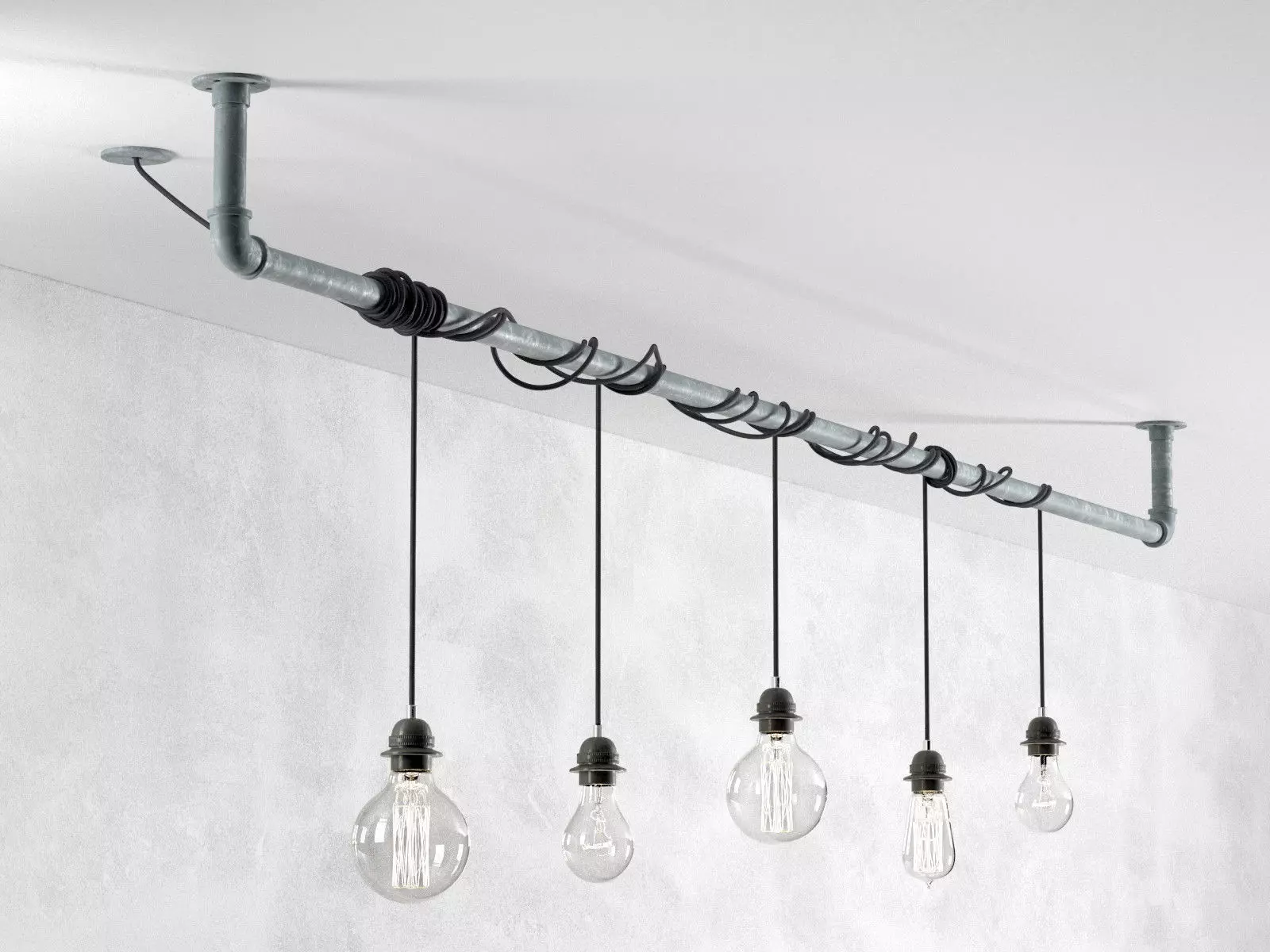 Industrial Hanging Light Bulbs 3D model_0
