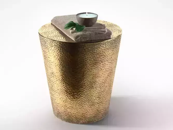 Izmir Hammered Side Table with Towel and Candle