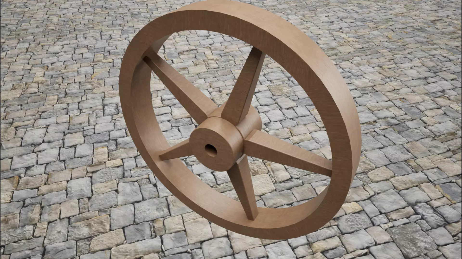 Wooden spoked wheel Free low-poly 3D model