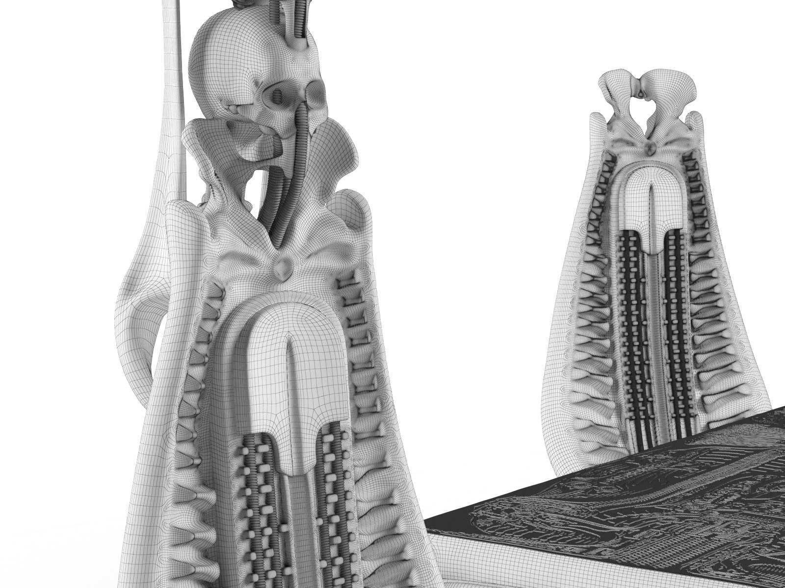 Harkonnen Table and Chairs 3D model_4
