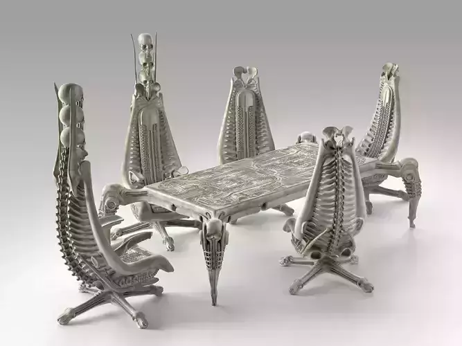 Harkonnen Table and Chairs 3D model