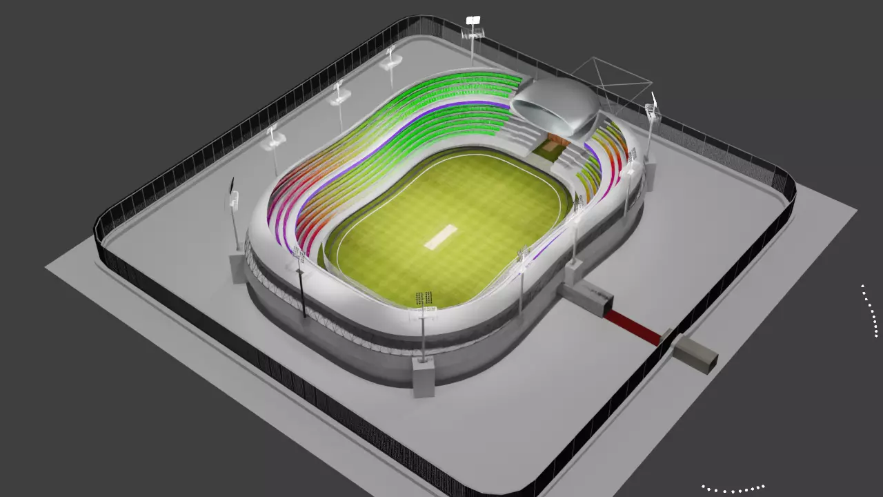 Modern Cricket Stadium Arena - Full Environment 3D model