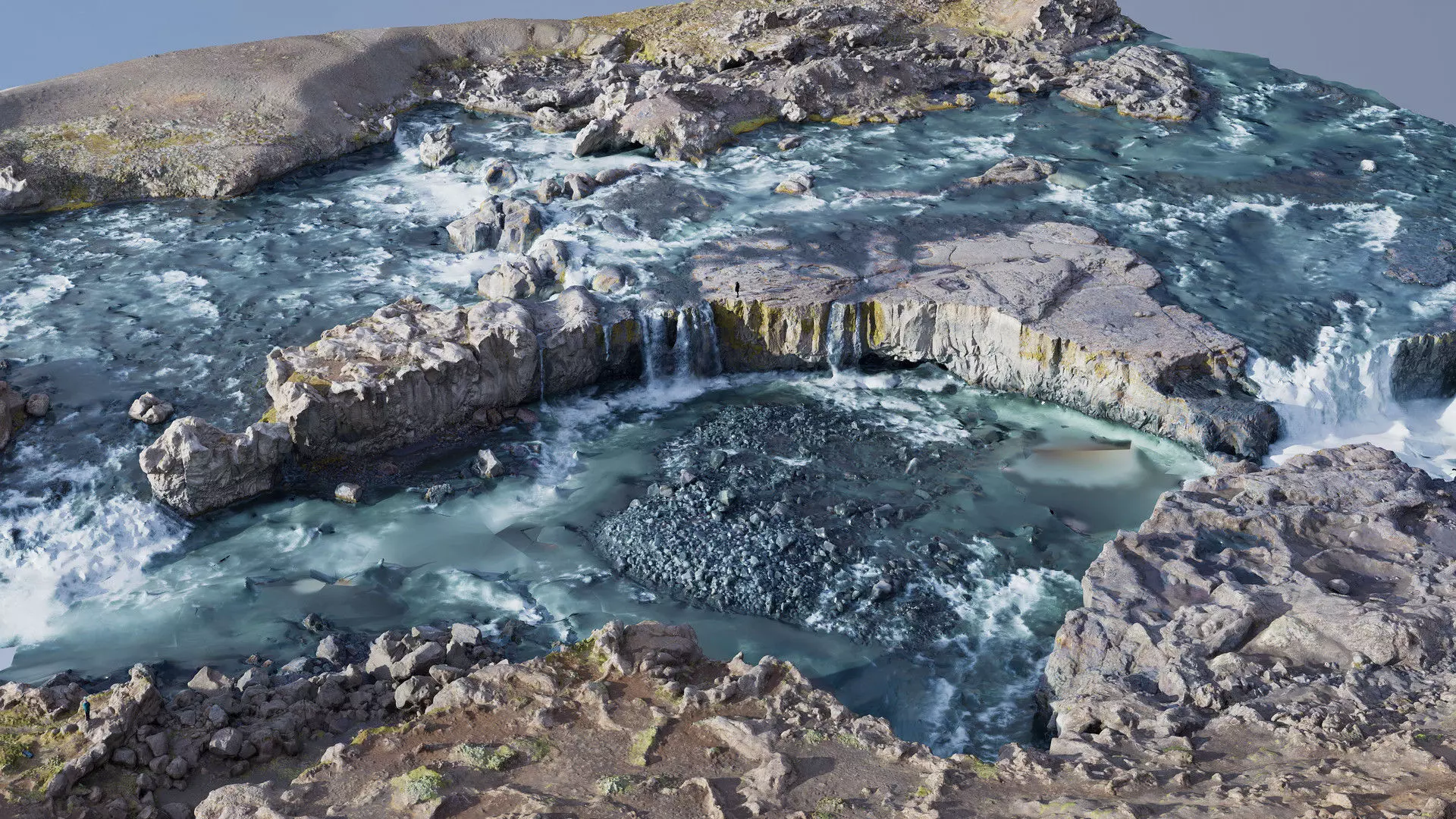 Huge Waterfall Scan Low-poly 3D model