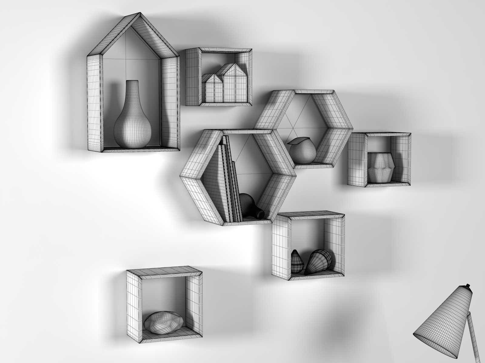 Composition of Decor Pillows and Lamp 3D model_3