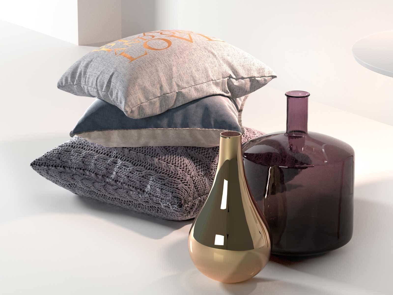 Composition of Decor Pillows and Lamp 3D model_1