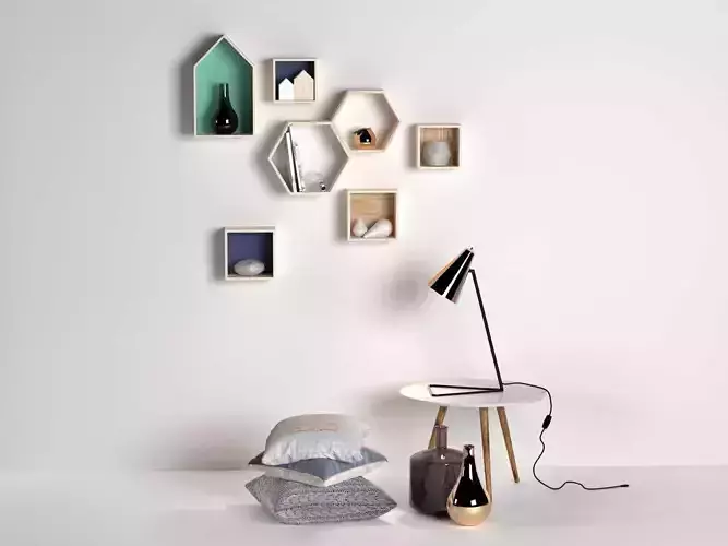 Composition of Decor Pillows and Lamp
